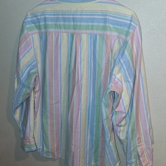 Vintage L.L. Bean Pastel Striped Rainbow  Oxford 100% Cotton Button Up Shirt L - Picture 5 of 5